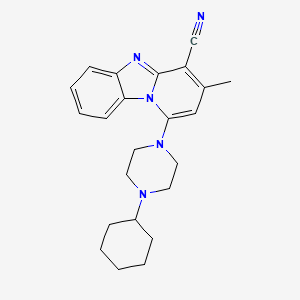 molecular formula C23H27N5 B2600981 1-(4-Cyclohexylpiperazin-1-yl)-3-methylpyrido[1,2-a]benzimidazole-4-carbonitrile CAS No. 304861-76-5