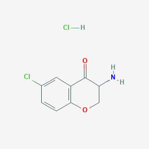 molecular formula C9H9Cl2NO2 B2600986 3-amino-6-chloro-3,4-dihydro-2H-1-benzopyran-4-one hydrochloride CAS No. 20811-81-8