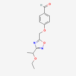 molecular formula C14H16N2O4 B2601014 4-[[3-(1-Ethoxyethyl)-1,2,4-oxadiazol-5-yl]methoxy]benzaldehyde CAS No. 1356704-60-3