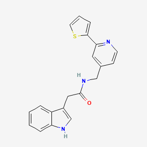 molecular formula C20H17N3OS B2601038 2-(1H-indol-3-yl)-N-((2-(thiophen-2-yl)pyridin-4-yl)methyl)acetamide CAS No. 2034270-92-1