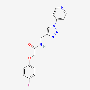 molecular formula C16H14FN5O2 B2601045 2-(4-fluorophenoxy)-N-((1-(pyridin-4-yl)-1H-1,2,3-triazol-4-yl)methyl)acetamide CAS No. 2034332-55-1