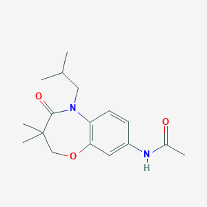 molecular formula C17H24N2O3 B2601054 N-(5-异丁基-3,3-二甲基-4-氧代-2,3,4,5-四氢苯并[b][1,4]恶二嗪-8-基)乙酰胺 CAS No. 921810-27-7