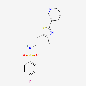 4-fluoro-N-{2-[4-methyl-2-(pyridin-3-yl)-1,3-thiazol-5-yl]ethyl}benzene-1-sulfonamide