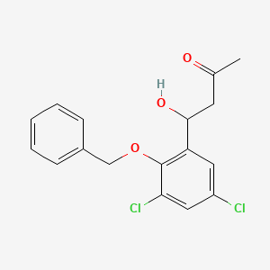 molecular formula C17H16Cl2O3 B2601099 4-[2-(Benzyloxy)-3,5-dichlorophenyl]-4-hydroxy-2-butanone CAS No. 339020-54-1