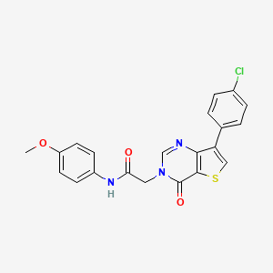 molecular formula C21H16ClN3O3S B2601103 2-[7-(4-chlorophenyl)-4-oxothieno[3,2-d]pyrimidin-3(4H)-yl]-N-(4-methoxyphenyl)acetamide CAS No. 1105223-16-2