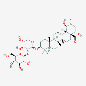 molecular formula C41H66O13 B2601109 (1R,2R,4aS,6aR,6aS,6bR,8aR,10S,12aR,14bS)-10-[(2S,3R,4S,5R)-4,5-dihydroxy-3-[(2S,3R,4S,5S,6R)-3,4,5-trihydroxy-6-(hydroxymethyl)oxan-2-yl]oxyoxan-2-yl]oxy-1-hydroxy-1,2,6a,6b,9,9,12a-heptamethyl-2,3,4,5,6,6a,7,8,8a,10,11,12,13,14b-tetradecahydropicene-4a-carboxylic acid CAS No. 109008-27-7
