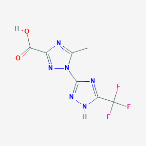 molecular formula C7H5F3N6O2 B2601125 5-methyl-5'-(trifluoromethyl)-4'H-1,3'-bi-1,2,4-triazole-3-carboxylic acid CAS No. 929975-83-7