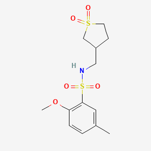 molecular formula C13H19NO5S2 B2601129 N-((1,1-dioxidotetrahydrothiophen-3-yl)methyl)-2-methoxy-5-methylbenzenesulfonamide CAS No. 1235101-69-5
