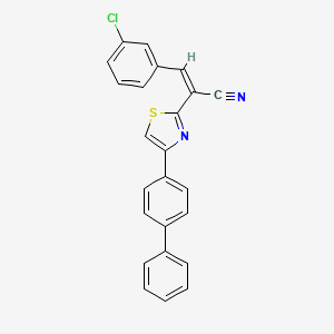 molecular formula C24H15ClN2S B2601130 (Z)-2-(4-([1,1'-biphenyl]-4-yl)thiazol-2-yl)-3-(3-chlorophenyl)acrylonitrile CAS No. 476669-66-6