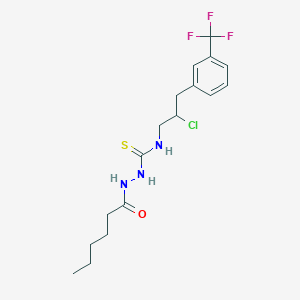 molecular formula C17H23ClF3N3OS B2601132 N-(2-chloro-3-(3-(trifluoromethyl)phenyl)propyl)-2-hexanoylhydrazinecarbothioamide CAS No. 448216-01-1