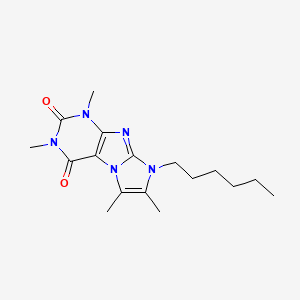 molecular formula C17H25N5O2 B2601138 8-hexyl-1,3,6,7-tetramethyl-1H-imidazo[2,1-f]purine-2,4(3H,8H)-dione CAS No. 896322-17-1
