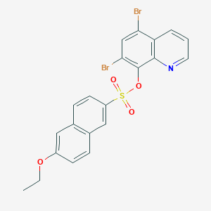 molecular formula C21H15Br2NO4S B2601140 5,7-二溴喹啉-8-基 6-乙氧基萘-2-磺酸盐 CAS No. 1206137-24-7