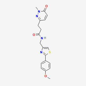 molecular formula C19H20N4O3S B2601163 N-((2-(4-methoxyphenyl)thiazol-4-yl)methyl)-3-(1-methyl-6-oxo-1,6-dihydropyridazin-3-yl)propanamide CAS No. 1797160-54-3
