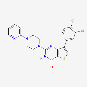 molecular formula C21H17Cl2N5OS B2601185 7-(3,4-dichlorophenyl)-2-(4-pyridin-2-ylpiperazin-1-yl)thieno[3,2-d]pyrimidin-4(3H)-one CAS No. 1251699-11-2