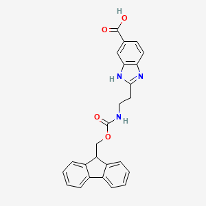 molecular formula C25H21N3O4 B2601220 2-[2-({[(9H-fluoren-9-yl)methoxy]carbonyl}amino)ethyl]-1H-1,3-benzodiazole-5-carboxylic acid CAS No. 2094568-30-4