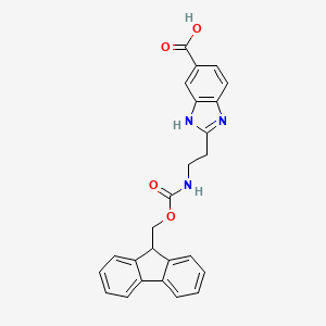 molecular formula C25H21N3O4 B2601220 2-[2-({[(9H-芴-9-基)甲氧羰基}氨基)乙基]-1H-1,3-苯并二唑-5-羧酸 CAS No. 2094568-30-4