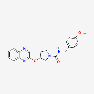 molecular formula C21H22N4O3 B2601234 N-[(4-甲氧基苯基)甲基]-3-(喹喔啉-2-yloxy)吡咯烷-1-甲酰胺 CAS No. 2097912-95-1