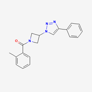 molecular formula C19H18N4O B2601239 (3-(4-phenyl-1H-1,2,3-triazol-1-yl)azetidin-1-yl)(o-tolyl)methanone CAS No. 2034523-23-2