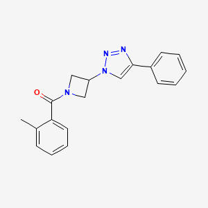 molecular formula C19H18N4O B2601239 (3-(4-苯基-1H-1,2,3-三唑-1-基)氮杂环丁-1-基)(邻甲苯基)甲酮 CAS No. 2034523-23-2