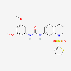 molecular formula C22H23N3O5S2 B2601283 1-(3,5-Dimethoxyphenyl)-3-(1-(thiophen-2-ylsulfonyl)-1,2,3,4-tetrahydroquinolin-7-yl)urea CAS No. 1203224-39-8
