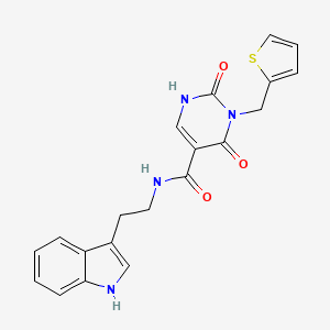 molecular formula C20H18N4O3S B2601286 N-(2-(1H-indol-3-yl)ethyl)-2,4-dioxo-3-(thiophen-2-ylmethyl)-1,2,3,4-tetrahydropyrimidine-5-carboxamide CAS No. 1396881-09-6