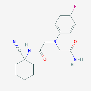 molecular formula C17H21FN4O2 B2601304 2-(N-[2-[(1-Cyanocyclohexyl)amino]-2-oxoethyl]-4-fluoroanilino)acetamide CAS No. 2418643-49-7