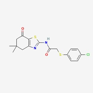 molecular formula C17H17ClN2O2S2 B2601322 2-((4-chlorophenyl)thio)-N-(5,5-dimethyl-7-oxo-4,5,6,7-tetrahydrobenzo[d]thiazol-2-yl)acetamide CAS No. 884803-87-6