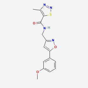 molecular formula C15H14N4O3S B2601325 N-((5-(3-methoxyphenyl)isoxazol-3-yl)methyl)-4-methyl-1,2,3-thiadiazole-5-carboxamide CAS No. 1208378-22-6