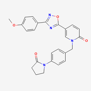 molecular formula C25H22N4O4 B2601326 5-(3-(4-methoxyphenyl)-1,2,4-oxadiazol-5-yl)-1-(4-(2-oxopyrrolidin-1-yl)benzyl)pyridin-2(1H)-one CAS No. 1251673-36-5