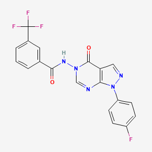 molecular formula C19H11F4N5O2 B2601354 N-(1-(4-fluorophenyl)-4-oxo-1H-pyrazolo[3,4-d]pyrimidin-5(4H)-yl)-3-(trifluoromethyl)benzamide CAS No. 919865-65-9