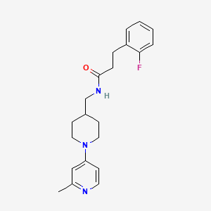molecular formula C21H26FN3O B2601371 3-(2-fluorophenyl)-N-{[1-(2-methylpyridin-4-yl)piperidin-4-yl]methyl}propanamide CAS No. 2097895-94-6