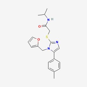 molecular formula C20H23N3O2S B2601374 2-((1-(furan-2-ylmethyl)-5-(p-tolyl)-1H-imidazol-2-yl)thio)-N-isopropylacetamide CAS No. 1207008-01-2