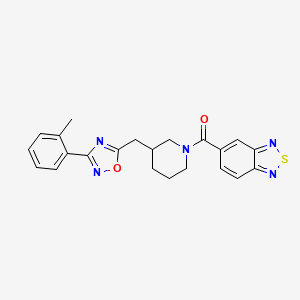 molecular formula C22H21N5O2S B2601378 Benzo[c][1,2,5]thiadiazol-5-yl(3-((3-(o-tolyl)-1,2,4-oxadiazol-5-yl)methyl)piperidin-1-yl)methanone CAS No. 1705207-34-6
