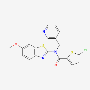 molecular formula C19H14ClN3O2S2 B2601380 5-chloro-N-(6-methoxybenzo[d]thiazol-2-yl)-N-(pyridin-3-ylmethyl)thiophene-2-carboxamide CAS No. 895011-34-4