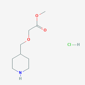 molecular formula C9H18ClNO3 B2601382 2-(哌啶-4-基甲氧基)乙酸甲酯;盐酸盐 CAS No. 2305254-75-3