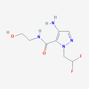 molecular formula C8H12F2N4O2 B2601385 4-Amino-1-(2,2-difluoroethyl)-N-(2-hydroxyethyl)-1H-pyrazole-5-carboxamide CAS No. 2101196-47-6