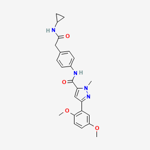 molecular formula C24H26N4O4 B2601389 N-(4-(2-(cyclopropylamino)-2-oxoethyl)phenyl)-3-(2,5-dimethoxyphenyl)-1-methyl-1H-pyrazole-5-carboxamide CAS No. 1396632-31-7