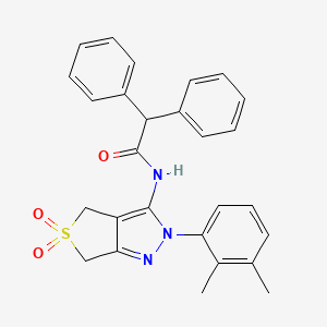 molecular formula C27H25N3O3S B2601392 N-[2-(2,3-dimethylphenyl)-5,5-dioxo-4,6-dihydrothieno[3,4-c]pyrazol-3-yl]-2,2-diphenylacetamide CAS No. 681267-10-7