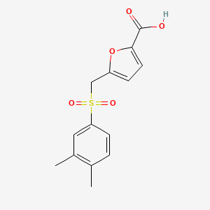 molecular formula C14H14O5S B2601405 5-{[(3,4-Dimethylphenyl)sulfonyl]methyl}furan-2-carboxylic acid CAS No. 1152517-21-9