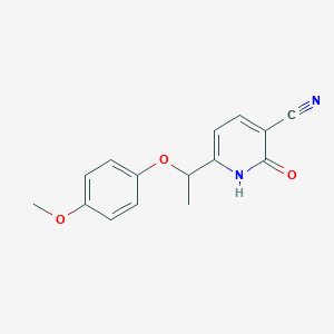 molecular formula C15H14N2O3 B2601406 2-羟基-6-[1-(4-甲氧基苯氧基)乙基]烟腈 CAS No. 321430-94-8