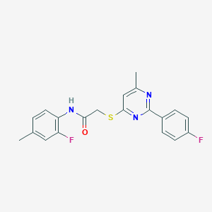N-(2-fluoro-4-methylphenyl)-2-((2-(4-fluorophenyl)-6-methylpyrimidin-4-yl)thio)acetamide