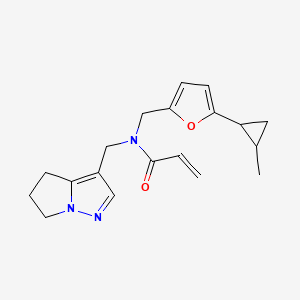 molecular formula C19H23N3O2 B2601413 N-(5,6-Dihydro-4H-pyrrolo[1,2-b]pyrazol-3-ylmethyl)-N-[[5-(2-methylcyclopropyl)furan-2-yl]methyl]prop-2-enamide CAS No. 2418671-46-0