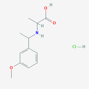 molecular formula C12H18ClNO3 B2601415 2-{[1-(3-甲氧基苯基)乙基]氨基}丙酸盐酸盐 CAS No. 1485764-97-3