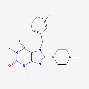 molecular formula C20H26N6O2 B2601426 1,3-二甲基-7-(3-甲基苄基)-8-(4-甲基哌嗪-1-基)-1H-嘌呤-2,6(3H,7H)-二酮 CAS No. 359901-61-4