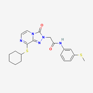 molecular formula C20H23N5O2S2 B2601430 2-(8-(cyclohexylthio)-3-oxo-[1,2,4]triazolo[4,3-a]pyrazin-2(3H)-yl)-N-(3-(methylthio)phenyl)acetamide CAS No. 1251697-51-4