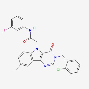 2-(3-(2-chlorobenzyl)-8-methyl-4-oxo-3H-pyrimido[5,4-b]indol-5(4H)-yl)-N-(3-fluorophenyl)acetamide