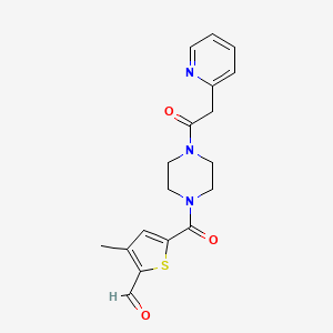 molecular formula C18H19N3O3S B2601461 3-Methyl-5-[4-(2-pyridin-2-ylacetyl)piperazine-1-carbonyl]thiophene-2-carbaldehyde CAS No. 1384706-21-1