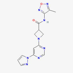 molecular formula C14H14N8O2 B2601466 1-(6-(1H-pyrazol-1-yl)pyrimidin-4-yl)-N-(4-methyl-1,2,5-oxadiazol-3-yl)azetidine-3-carboxamide CAS No. 2034473-31-7