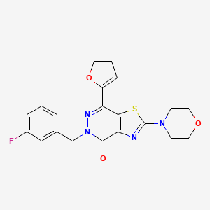 molecular formula C20H17FN4O3S B2601469 5-(3-氟苄基)-7-(呋喃-2-基)-2-吗啉代噻唑并[4,5-d]嘧啶-4(5H)-酮 CAS No. 1021020-36-9