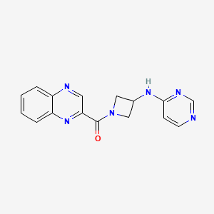 molecular formula C16H14N6O B2601473 N-[1-(喹喔啉-2-羰基)氮杂环丁-3-基]嘧啶-4-胺 CAS No. 2097868-45-4